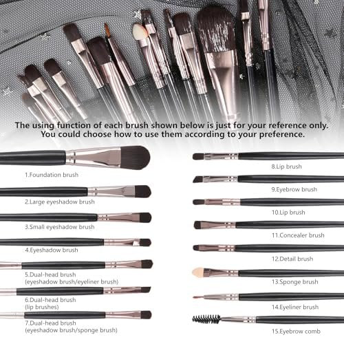 UCANBE Baked Eyeshadow Palette with 15 Brushes Makeup Set - 16 Color Natural Nude Matte Shimmer Metallic Eye Shadow, High Pigmented Long Lasting Waterproof Avelisse