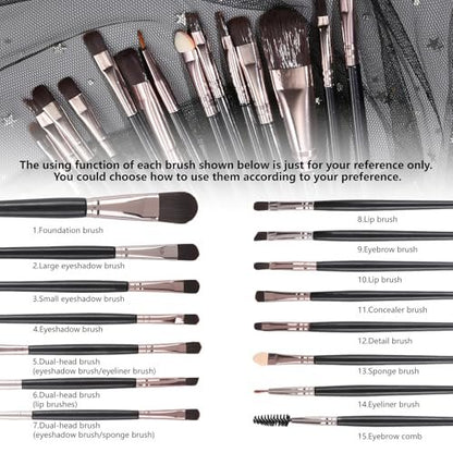 UCANBE Baked Eyeshadow Palette with 15 Brushes Makeup Set - 16 Color Natural Nude Matte Shimmer Metallic Eye Shadow, High Pigmented Long Lasting Waterproof Avelisse