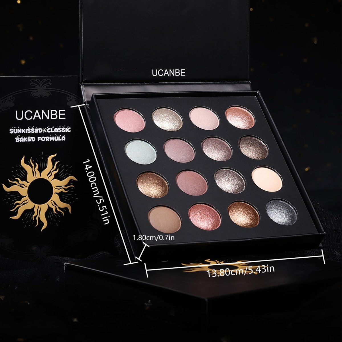 UCANBE Baked Eyeshadow Palette with 15 Brushes Makeup Set - 16 Color Natural Nude Matte Shimmer Metallic Eye Shadow, High Pigmented Long Lasting Waterproof Avelisse