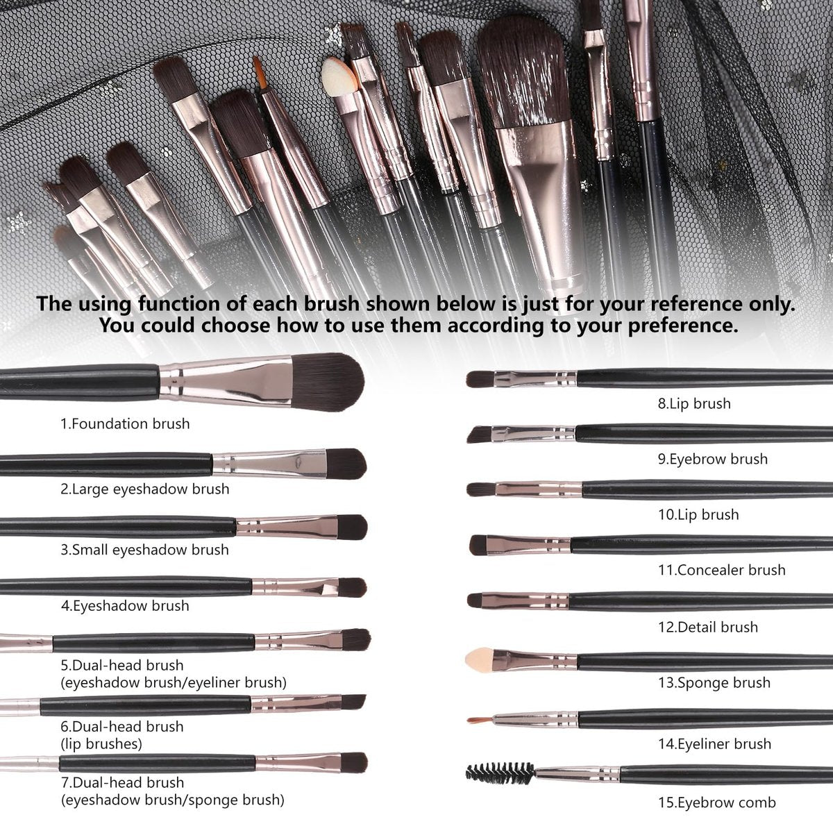 UCANBE Baked Eyeshadow Palette with 15 Brushes Makeup Set - 16 Color Natural Nude Matte Shimmer Metallic Eye Shadow, High Pigmented Long Lasting Waterproof Avelisse