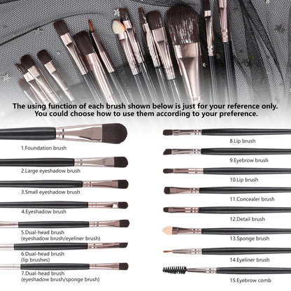 UCANBE Baked Eyeshadow Palette with 15 Brushes Makeup Set - 16 Color Natural Nude Matte Shimmer Metallic Eye Shadow, High Pigmented Long Lasting Waterproof Avelisse