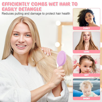 HOFASON 8-Pack Mini Wet Hair Brushes – Easter Basket Stuffers for Women, Teens, Girls | Small Gifts for Valentine’s Day, Bachelorette Parties & Stocking Stuffers