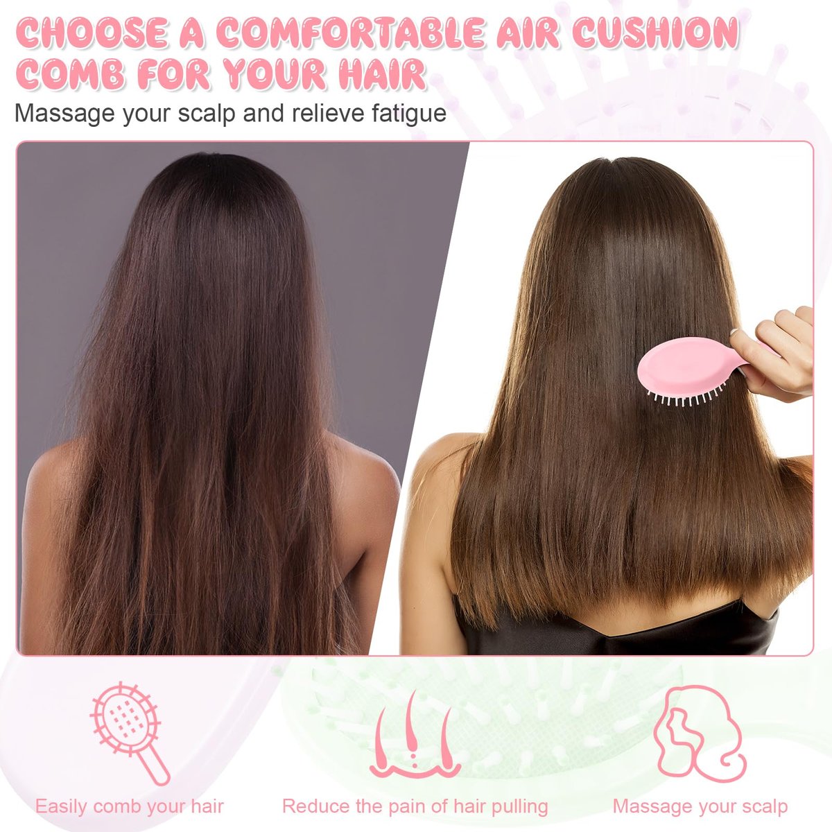 HOFASON 8-Pack Mini Wet Hair Brushes – Easter Basket Stuffers for Women, Teens, Girls | Small Gifts for Valentine’s Day, Bachelorette Parties & Stocking Stuffers - görsel 5