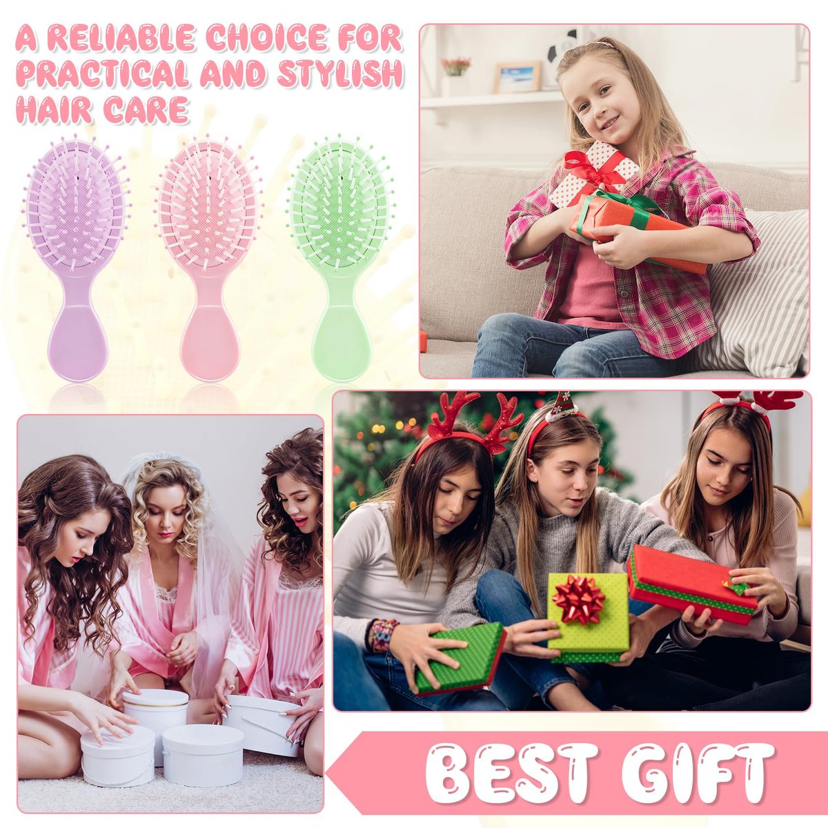 HOFASON 8-Pack Mini Wet Hair Brushes – Easter Basket Stuffers for Women, Teens, Girls | Small Gifts for Valentine’s Day, Bachelorette Parties & Stocking Stuffers - görsel 13