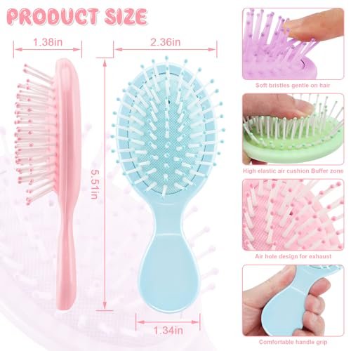 HOFASON 8-Pack Mini Wet Hair Brushes – Easter Basket Stuffers for Women, Teens, Girls | Small Gifts for Valentine’s Day, Bachelorette Parties & Stocking Stuffers - görsel 4