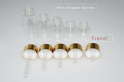 Hustar Small Dropper Bottle Set - 10Pcs Mini Glass Sample Dropper Bottles for Travel Liquids (1ml, 2ml, 3ml, 4ml, 5ml)