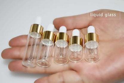 Hustar Small Dropper Bottle Set - 10Pcs Mini Glass Sample Dropper Bottles for Travel Liquids (1ml, 2ml, 3ml, 4ml, 5ml)