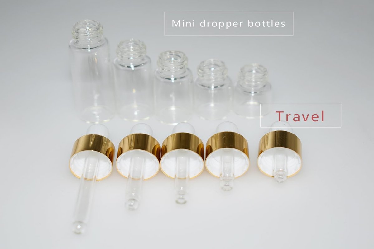 Hustar Small Dropper Bottle Set - 10Pcs Mini Glass Sample Dropper Bottles for Travel Liquids (1ml, 2ml, 3ml, 4ml, 5ml) - görsel 5
