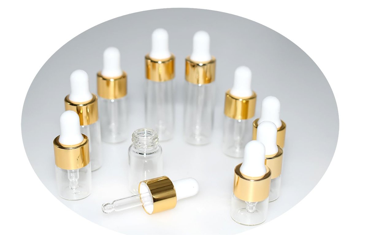 Hustar Small Dropper Bottle Set - 10Pcs Mini Glass Sample Dropper Bottles for Travel Liquids (1ml, 2ml, 3ml, 4ml, 5ml) - görsel 1
