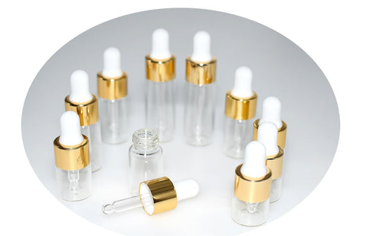 Hustar Small Dropper Bottle Set - 10Pcs Mini Glass Sample Dropper Bottles for Travel Liquids (1ml, 2ml, 3ml, 4ml, 5ml)