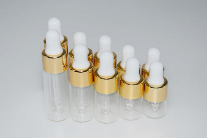 Hustar Small Dropper Bottle Set - 10Pcs Mini Glass Sample Dropper Bottles for Travel Liquids (1ml, 2ml, 3ml, 4ml, 5ml)