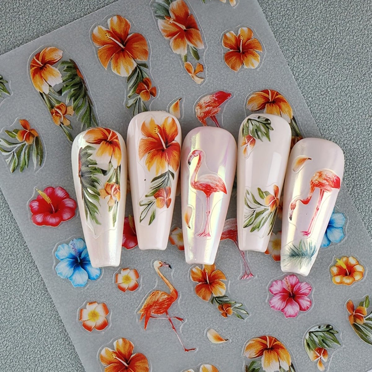 IDDFEVE Summer Palm Tree Nail Art Stickers - Tropical Beach Flamingo Self-Adhesive Nail Decals for DIY Manicure (3 Sheets) Avelisse