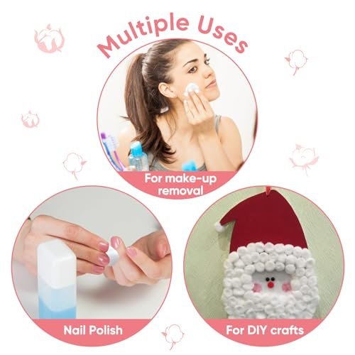 Icotle 100% Pure Cotton Balls, Large Size, Soft and Absorbent for Make-Up, Nail Polish Removal, Pet Care, Applying Lotion or Powder and First-Aid for Everyday Household Use, 100 Count - görsel 12