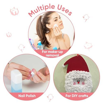 Icotle 100% Pure Cotton Balls, Large Size, Soft and Absorbent for Make-Up, Nail Polish Removal, Pet Care, Applying Lotion or Powder and First-Aid for Everyday Household Use, 100 Count