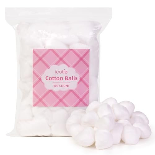Icotle 100% Pure Cotton Balls, Large Size, Soft and Absorbent for Make-Up, Nail Polish Removal, Pet Care, Applying Lotion or Powder and First-Aid for Everyday Household Use, 100 Count - görsel 2