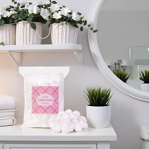 Icotle 100% Pure Cotton Balls, Large Size, Soft and Absorbent for Make-Up, Nail Polish Removal, Pet Care, Applying Lotion or Powder and First-Aid for Everyday Household Use, 100 Count - görsel 14