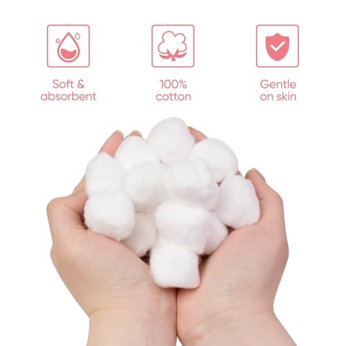 Icotle 100% Pure Cotton Balls, Large Size, Soft and Absorbent for Make-Up, Nail Polish Removal, Pet Care, Applying Lotion or Powder and First-Aid for Everyday Household Use, 100 Count - görsel 8