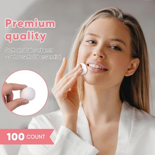 Icotle 100% Pure Cotton Balls, Large Size, Soft and Absorbent for Make-Up, Nail Polish Removal, Pet Care, Applying Lotion or Powder and First-Aid for Everyday Household Use, 100 Count - görsel 10