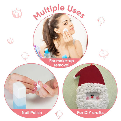 Icotle 100% Pure Cotton Balls, Large Size, Soft and Absorbent for Make-Up, Nail Polish Removal, Pet Care, Applying Lotion or Powder and First-Aid for Everyday Household Use, 100 Count