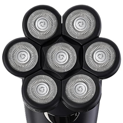 E-Hunter Bald Head Shaver Replacement Blades - Premium 7-Blade Heads for Universal Head Shavers & Freedom Bald Men Grooming, 3 Pack with Cleaning Brush Avelisse