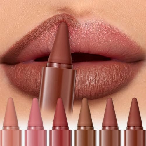 6 Pcs Gradient Lip Liner and Lipstick Combo Set – 2-in-1 Ombre Lipstick & Brown Lip Liner Duo – Waterproof, Long-Lasting Matte Finish – Smudge-Proof Full Coverage Lip Kit for Fuller & Plumper Lips - görsel 2