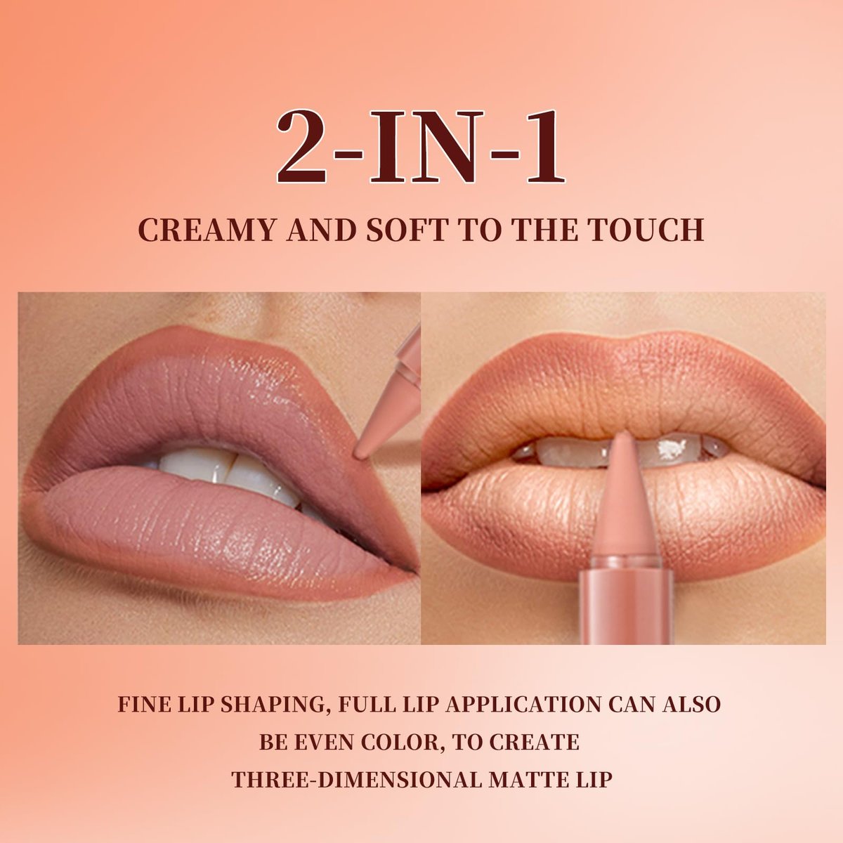 6 Pcs Gradient Lip Liner and Lipstick Combo Set – 2-in-1 Ombre Lipstick & Brown Lip Liner Duo – Waterproof, Long-Lasting Matte Finish – Smudge-Proof Full Coverage Lip Kit for Fuller & Plumper Lips - görsel 15