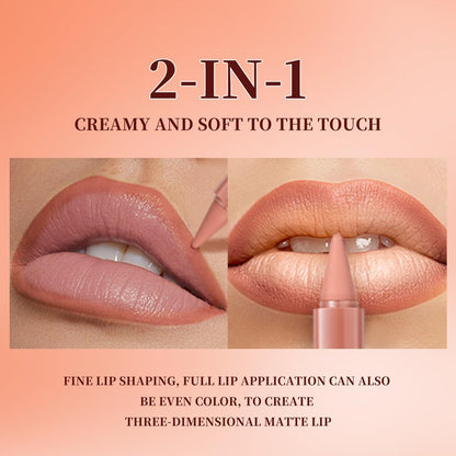 6 Pcs Gradient Lip Liner and Lipstick Combo Set – 2-in-1 Ombre Lipstick & Brown Lip Liner Duo – Waterproof, Long-Lasting Matte Finish – Smudge-Proof Full Coverage Lip Kit for Fuller & Plumper Lips