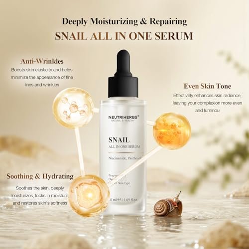 NeutriHerbs Pro 10% Snail Mucin Serum – 20X Concentrated Anti-Aging, Ultra-Hydrating & Non-Sticky Formula for Sensitive Skin, USA-Sourced Snail Secretion Filtrate, 1.69 fl oz - görsel 4
