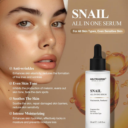 NeutriHerbs Pro 10% Snail Mucin Serum – 20X Concentrated Anti-Aging, Ultra-Hydrating & Non-Sticky Formula for Sensitive Skin, USA-Sourced Snail Secretion Filtrate, 1.69 fl oz