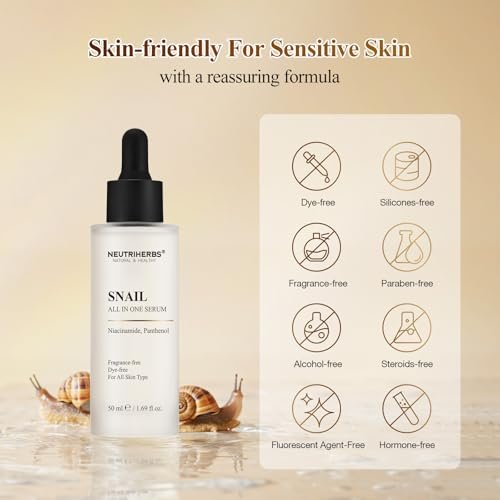 NeutriHerbs Pro 10% Snail Mucin Serum – 20X Concentrated Anti-Aging, Ultra-Hydrating & Non-Sticky Formula for Sensitive Skin, USA-Sourced Snail Secretion Filtrate, 1.69 fl oz - görsel 16