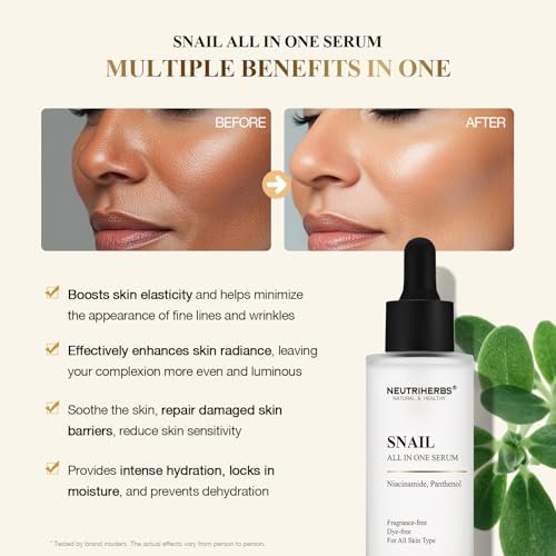 NeutriHerbs Pro 10% Snail Mucin Serum – 20X Concentrated Anti-Aging, Ultra-Hydrating & Non-Sticky Formula for Sensitive Skin, USA-Sourced Snail Secretion Filtrate, 1.69 fl oz - görsel 6