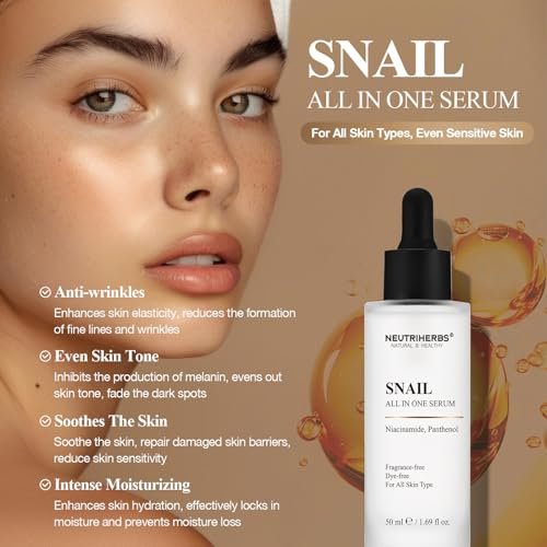 NeutriHerbs Pro 10% Snail Mucin Serum – 20X Concentrated Anti-Aging, Ultra-Hydrating & Non-Sticky Formula for Sensitive Skin, USA-Sourced Snail Secretion Filtrate, 1.69 fl oz - görsel 12