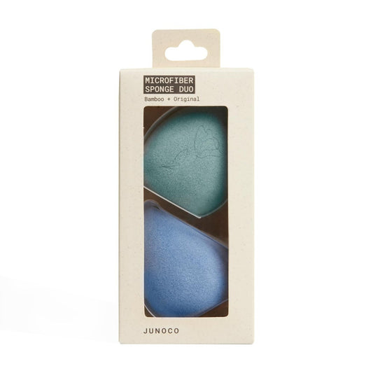 JUNO & Co. Microfiber Makeup Sponge – Dual Layer Technology for Full Coverage Foundation, Powder & Cream (2-Piece Color Duo: Blue and Green)