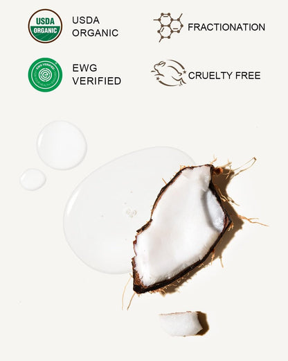 Yoken USDA Certified Fractionated Coconut Oil for Skin 16 Oz - Organic Liquid Coconut Oil, Unscented Moisturizer for Hair, Face, Body, Carrier Oil for Essential Oils, Hexane Free