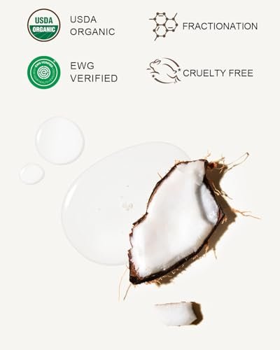 Yoken USDA Certified Fractionated Coconut Oil for Skin 16 Oz - Organic Liquid Coconut Oil, Unscented Moisturizer for Hair, Face, Body, Carrier Oil for Essential Oils, Hexane Free