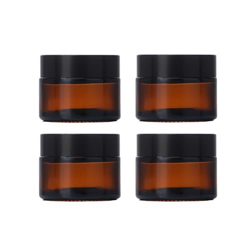 4-Pack Round Amber Glass Jars 0.5 Oz – Small Cosmetic Sample Containers with Inner Lids for Lotions, Essential Oils, and Lip Balm - görsel 2