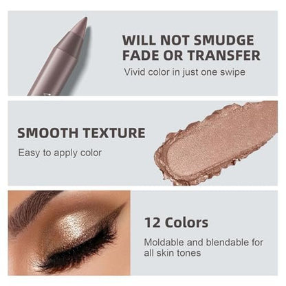 MooGlamor 12 Color Eyeliner Pencil Set – Waterproof & Long-Lasting Gel Eyeliners with Sharpener