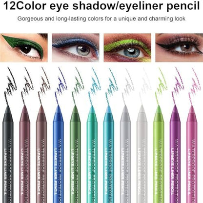 MooGlamor 12 Color Eyeliner Pencil Set – Waterproof & Long-Lasting Gel Eyeliners with Sharpener