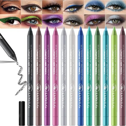 MooGlamor 12 Color Eyeliner Pencil Set – Waterproof & Long-Lasting Gel Eyeliners with Sharpener