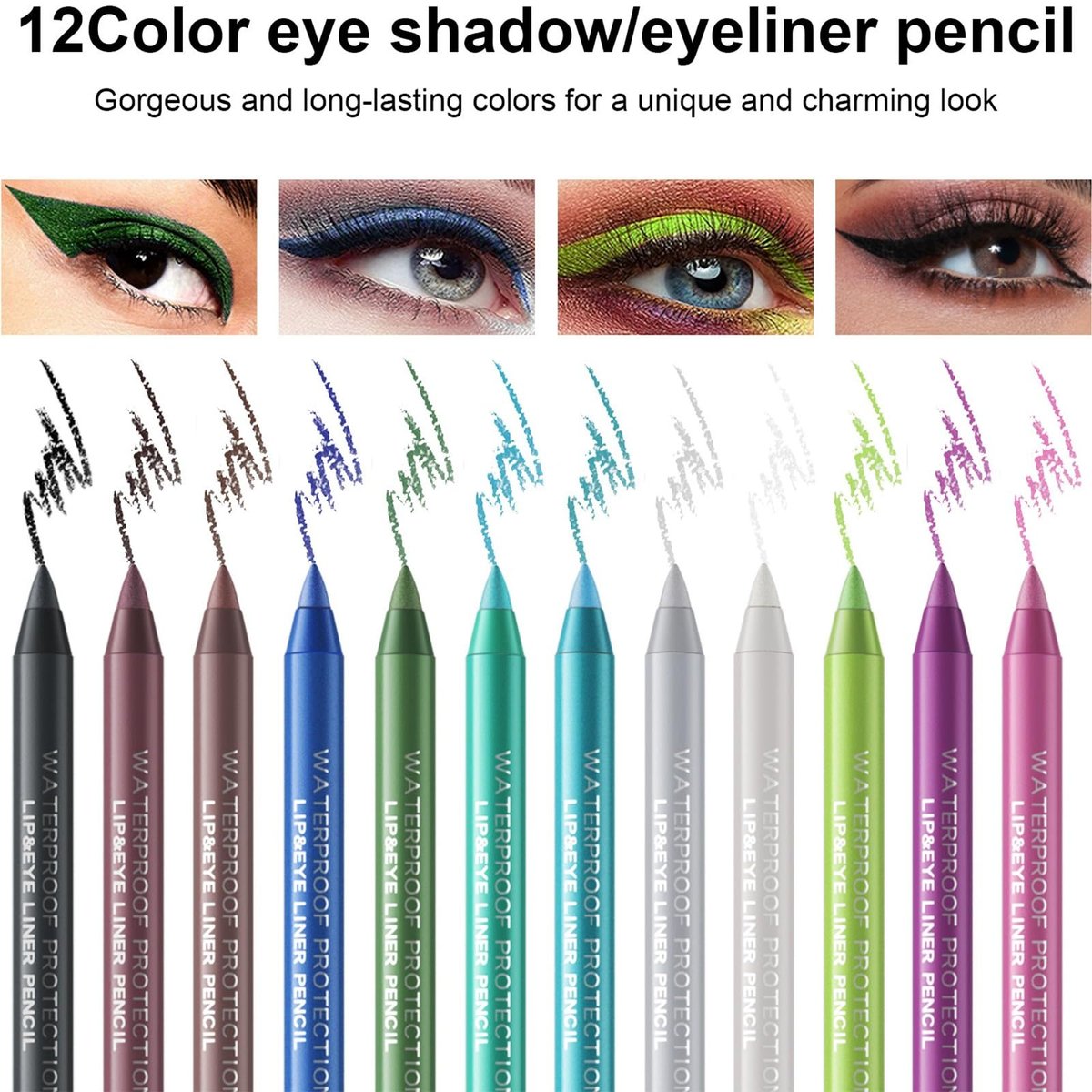 MooGlamor 12 Color Eyeliner Pencil Set – Waterproof & Long-Lasting Gel Eyeliners with Sharpener - görsel 3