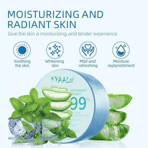 KYAALN Aloe Vera Gel for Face & Body – 10.5 oz, Fast Absorbing, Non-Sticky, Deep Hydration for Dry Skin, Sunburn Relief, After Shave, Hair & Scalp Care, All Skin Types - görsel 6