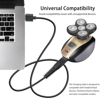 2 Pack USB Charger Cord Compatible with Freebird Head Shaver Only, Flex Series Shaver Charging Cable Replacement for Freebird Shaving Kit Electric Razor, 3.3FT
