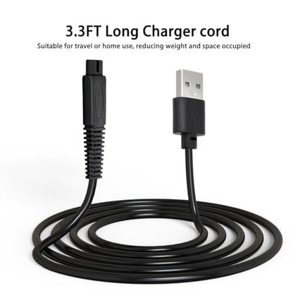2 Pack USB Charger Cord Compatible with Freebird Head Shaver Only, Flex Series Shaver Charging Cable Replacement for Freebird Shaving Kit Electric Razor, 3.3FT