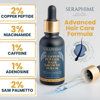 Seraphime Copper Peptide Serum for Hair Growth - Caffeine, Niacinamide, Rosemary Oil, Saw Palmetto Hair Density Serum, Topical Tripeptide Scalp Care for Hair Thinning, Women & Men 1 fl oz Avelisse