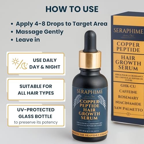 Seraphime Copper Peptide Serum for Hair Growth - Caffeine, Niacinamide, Rosemary Oil, Saw Palmetto Hair Density Serum, Topical Tripeptide Scalp Care for Hair Thinning, Women & Men 1 fl oz Avelisse