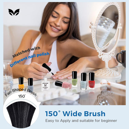 Morovan 3-in-1 Base Coat Nail Strengthener – Clear Quick Dry Nail Hardener & Growth Top Coat for Damaged Nails, Long Lasting Shine, No Chip, 0.5 Fl Oz