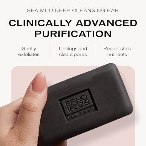 Erno Laszlo Sea Mud Deep Cleansing Face Wash Bar - Detox Charcoal Soap with Dead Sea Mud for Oily, Blemish-Prone Skin, 3.4 oz Avelisse