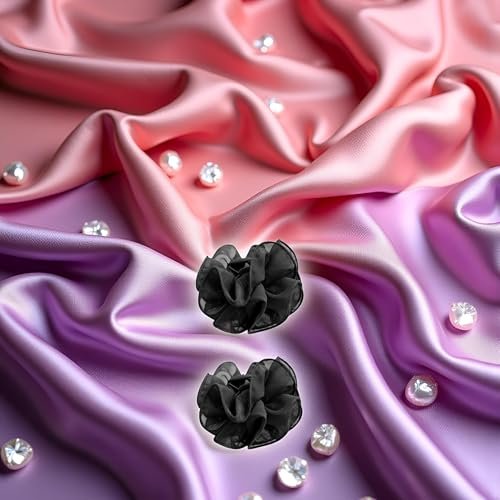2-Pack Black Chiffon Large Hair Claw Clips with Bow & Rose Design for Women - görsel 14