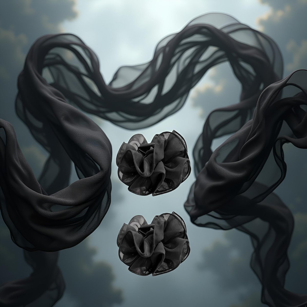2-Pack Black Chiffon Large Hair Claw Clips with Bow & Rose Design for Women - görsel 17