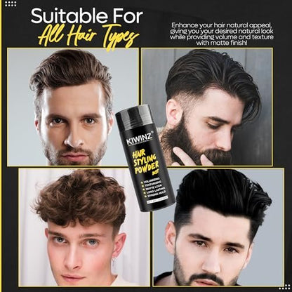 Kiwinz Professional Hair Styling Powder for Men – Natural Look Texture Powder, Matte Finish, Long-Lasting Volume & Hold – Non-Sticky, Great Smell – 30g